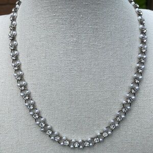 Vintage Silver Pearl and Sparkle Necklace